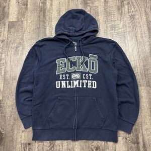 Y2K Ecko Unlimited Baggy Skater Zip Hoodie Sz XL